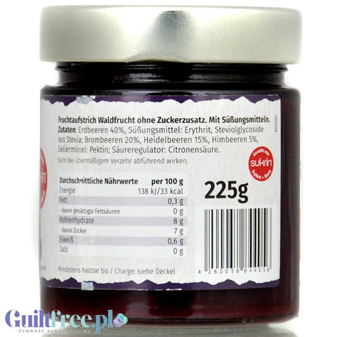 Sukrin Forrest Fruit, sugar free jam with stevia, 80% fruits
