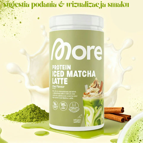 More Nutrition Protein Iced Matcha Latte Chai 500g - proteinowa zielona herbata matcha bez cukru 17g białka