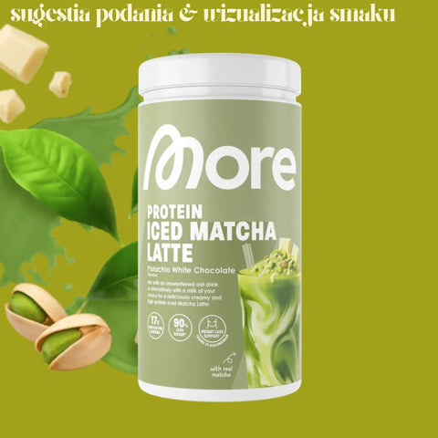 More Nutrition Protein Iced Matcha Latte Pistachio White Chocolate 500g