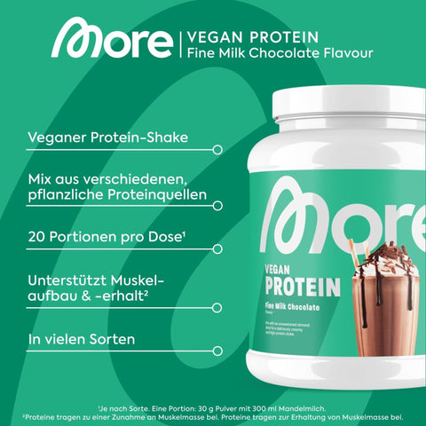More Nutrition Vegan Protein Fine Milk Chocolate - vegan protein supplement, Chocolate Shake flavor
