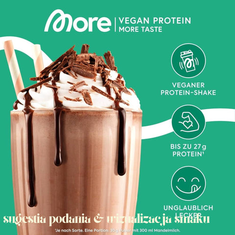 More Nutrition Vegan Protein Fine Milk Chocolate - vegan protein supplement, Chocolate Shake flavor