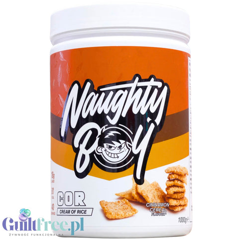 Naughty Boy Cream Of Rice Cinnamon Cereal 1kg - sugar free rice gruel, recovery workout meal, Cinnamon cereal