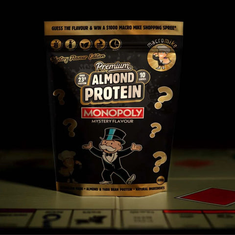 Macro Mike Almond Plant Protein, Mystery Monopoly, 400g - vegan creamy nutrition without gluten, milk or sucralose