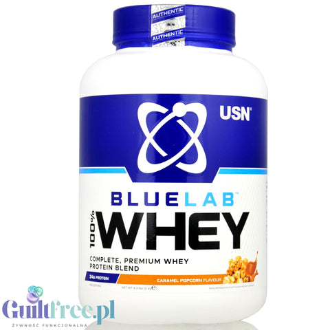 USN Blue Lab Whey Caramel Popcorn protein powder 34g