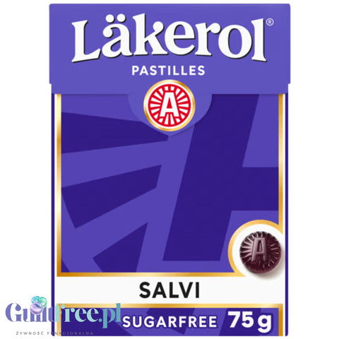 Läkerol Salvi 75g - lukrecja bez cukru, smak Szałwia & Lukrecja