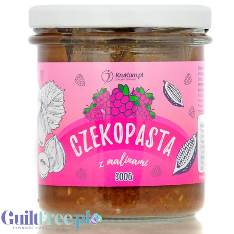 Krukam Czekopasta z Malinami - kakaowa pasta laskowa z malinami  bez dodatku cukru