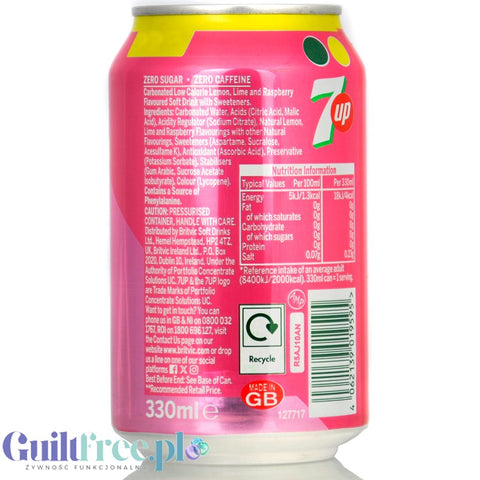 7up Pink Lemonade Zero Sugar 330ml - pink lemonade without sugar
