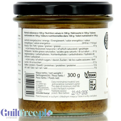 Diet Food organic hazelnut butter no salt, no sugar added