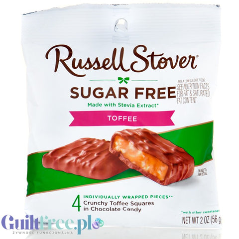 Russell Stover Toffee Chocolate Candies - czekoladki bez dodatku cukru z nadzieniem tofi ze stewią