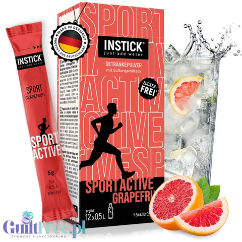 InStick Sport Active Grapefruit - rozpuszczalna saszetka smakowa do napojów bez cukru z witaminami i minerałami