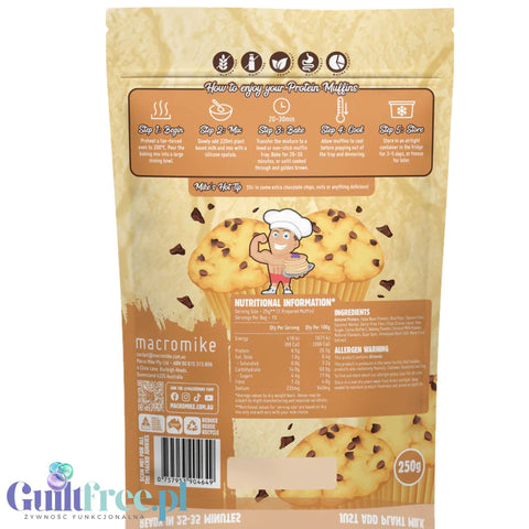Macro Mike Protein Muffin Baking Mix, Brown Sugar Choc Chip 250 g