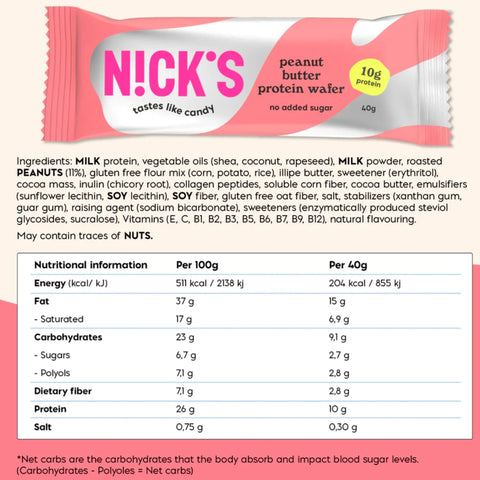 N!CK'S Nick's Protein Waffer, Peanut Butter
