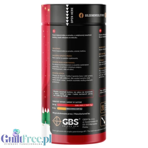 GBS Angel's Touch, Chocolate Gingerbread 100g - flavored instant coffee with higher caffeine content without sugar