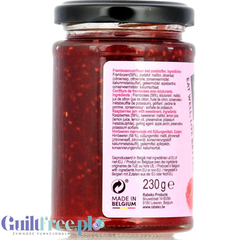Rabeko Jam Light Raspberries - niskosłodzony dżem malinowy, 94% mniej cukru