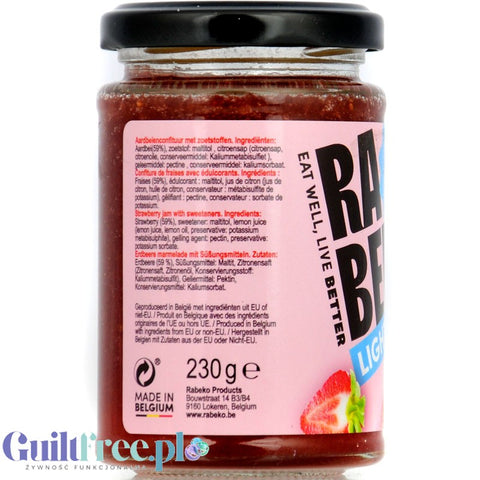 Rabeko Jam Light Strawberry - low-sugar strawberry jam, 94% less sugar