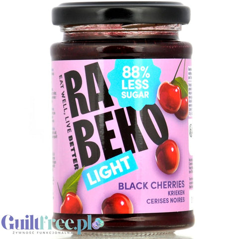 Rabeko Jam Light Black Cherries - low-sugar cherry jam, 88% less sugar