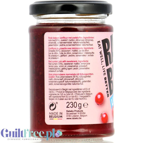 Rabeko Jam Light Red Currant - low-sugar currant jam, 93% less sugar