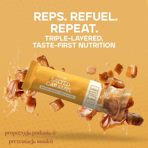 Bulk Powders Macro Munch Salted Caramel Protein Bar - baton białkowy, smak Solony Karmel
