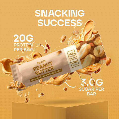 Bulk Powders Macro Munch Peanut Butter Protein Bar - protein bar, White Chocolate & Peanut Butter flavor