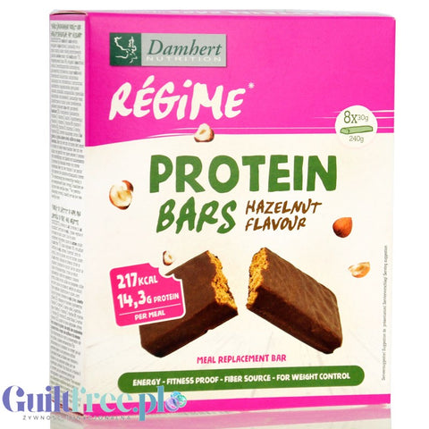 Damhert Regime Protein Bars Hazelnut 8 x 107kcal - batoniki orzechowe w czekoladzie