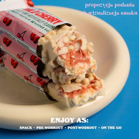 Barebells Wild Cherry – soft protein bar with cherry filling covered in white chocolate