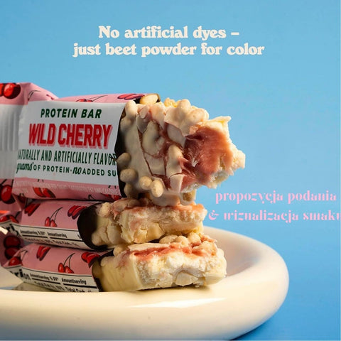 Barebells Wild Cherry – soft protein bar with cherry filling covered in white chocolate