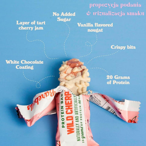 Barebells Wild Cherry – soft protein bar with cherry filling covered in white chocolate