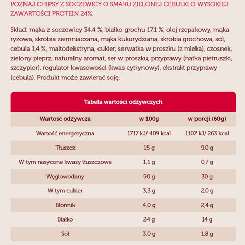 Moonsy High Protein 24%, Zielona Cebulka - cieniutkie chipsy z soczewicy 50% mniej tłuszczu