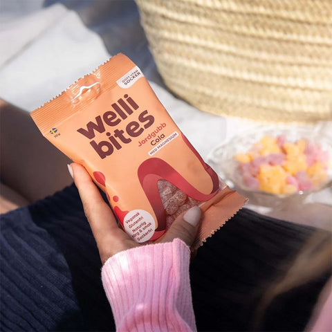 Wellibites Strawberry & Cola - vegan sugar-free gummies with magnesium, Cola & Strawberry flavor
