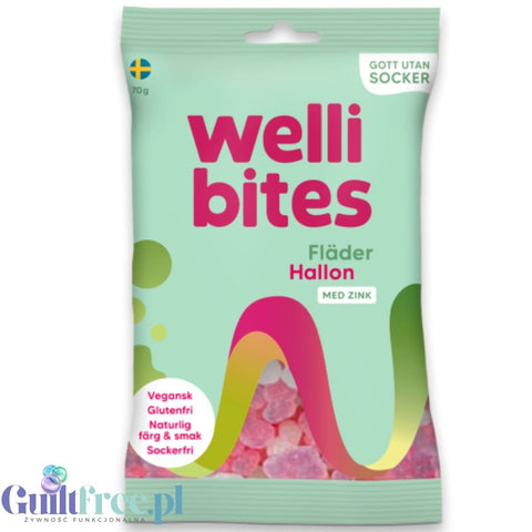 Wellibites Elderflower & Raspberry - vegan sugar-free gummies with zinc, raspberry & elderflower flavor