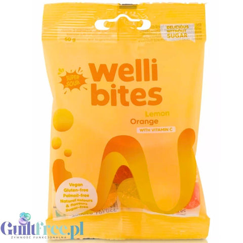 Wellibites Super Sour Lemon & Orange – sour vegan citrus drops without sugar, with vitamin C