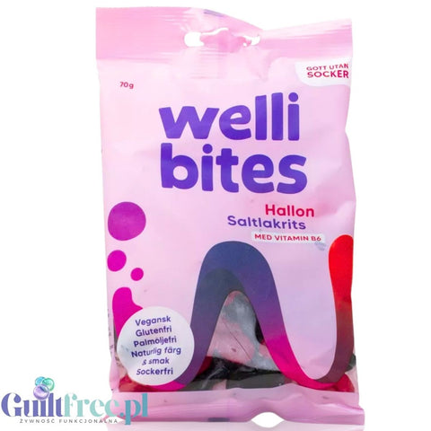 Wellibites Raspberry & Salty Liquorice – vegan raspberry and liquorice gummies without sugar, with vitamin B6