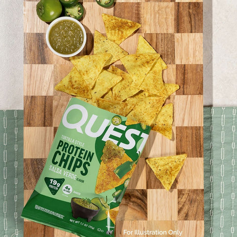 Quest Tortilla Chips, Salsa Verde - protein chips with 19g of protein, herb and citrus flavor