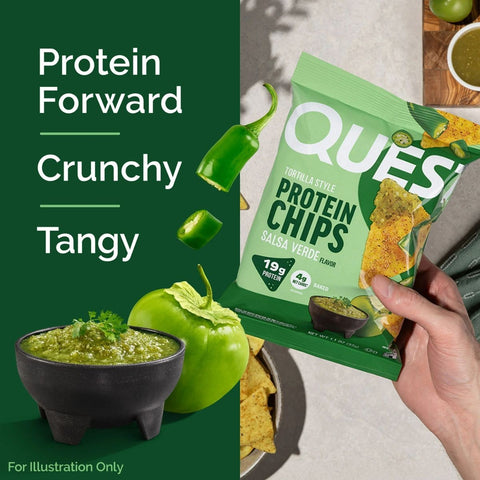 Quest Tortilla Chips, Salsa Verde - protein chips with 19g of protein, herb and citrus flavor