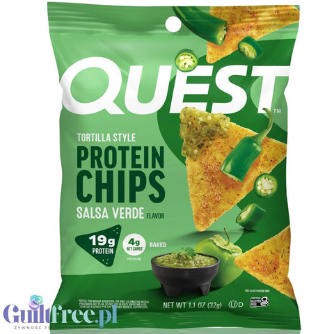 Quest Tortilla Chips, Salsa Verde - protein chips with 19g of protein, herb and citrus flavor