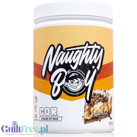 Naughty Boy Cream of Rice, Banoffee Pie 1kg - kleik ryżowy bez cukru, regeneracyjny posiłek treningowy, Banan & Tofi