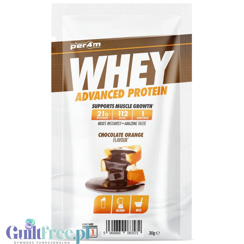 Per4m Whey Advanced Protein Chocolate Orange 30g sachet - thick WPC, WPI & MPC protein supplement