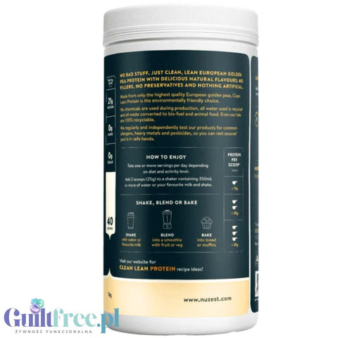 Nuzest Clean Lean Protein Just Natural 1kg - vegan protein supplement made from European peas, without sweeteners or flavorings