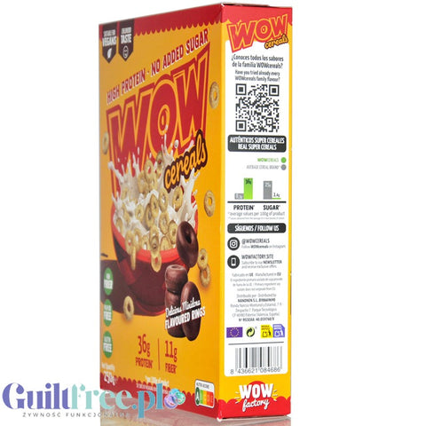 WOW Cereals Delicious Minidona Rings - wegańskie białkowe kółeczka śniadaniowe bez cukru i glutenu