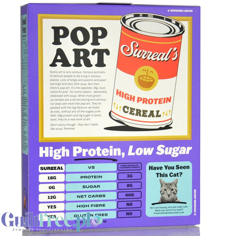Surreal High Protein Pops Chocolate - sugar-free protein breakfast cereal with stevia and erythritol, chocolate balls