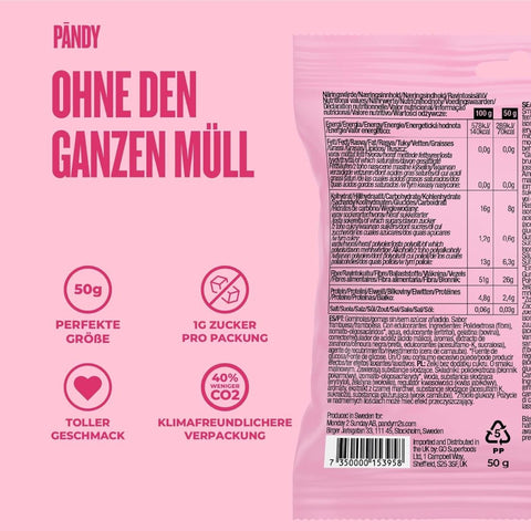 Pandy Candy Sweet Hearts Valentines Edition - błonnikowe malinowe żelkowe serduszka bez cukru 45% mniej kalorii