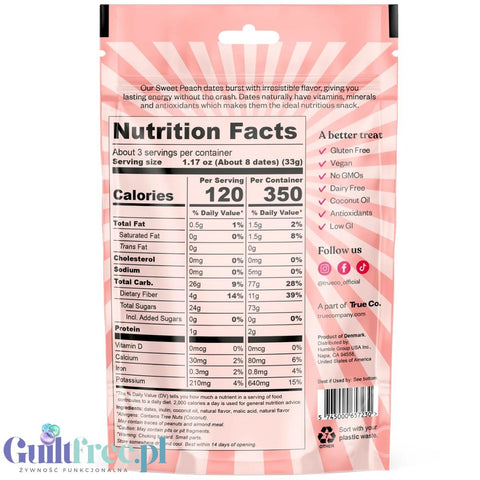 True Dates Sweet Peach - sugar-free dates with natural peach flavor