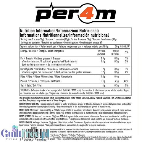 Per4m Whey Advanced Protein Coconut Creme 900g - thick WPC, WPI & MPC protein supplement, coconut cream flavor