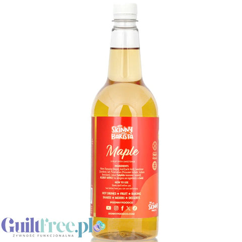 Skinny Food Barista Maple 1L - syrop zero kalorii do kawy, bez cukru o smaku syropu klonowego