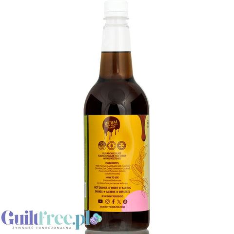 Skinny Food Barista Coffee Syrup Dubai Chocolate 1L - zero-calorie coffee syrup, sugar-free, with Dubai chocolate flavor
