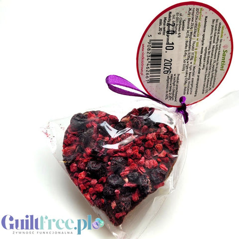 Santini Mini Heart – dark chocolate with strawberry and blueberry, sugar-free with xylitol, 98 kcal