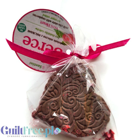 Santini Mini Serce - kunsztowna mleczna czekoladka bez cukru z malinami 97kcal
