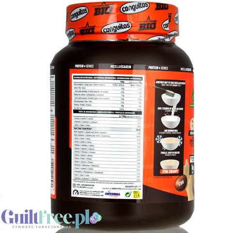 BIG® Micellar Casein, Peanut Butter & Conguitos 1kg - gęsta deserowa odżywka białkowa, smak Czekolada & Masło Orzechowe