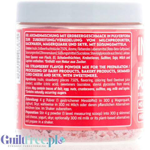 Inlead Flavor Powder Strawberry 90g - błonnikowy aromat słodzący w proszku bez cukru o smaku truskawkowym