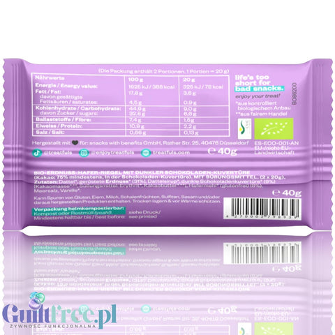 Treatfuls Best Date You'll Ever Have - wegański organiczny batonik z orzeszkami i soloną gorzką czekoladą bez dodatku cukru